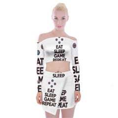 Eat Sleep Game Repeat Off Shoulder Top With Skirt Set by Valentinaart