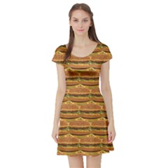 Delicious Burger Pattern Short Sleeve Skater Dress by berwies