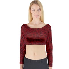 Red Roses Field Long Sleeve Crop Top by designworld65