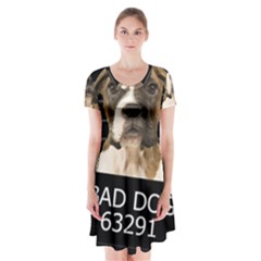 Bad Dog Short Sleeve V-neck Flare Dress by Valentinaart