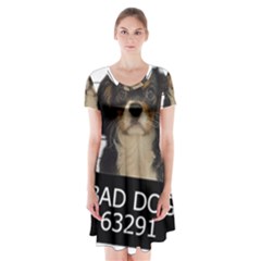 Bad Dog Short Sleeve V-neck Flare Dress by Valentinaart