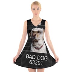 Bad Dog V-neck Sleeveless Skater Dress by Valentinaart