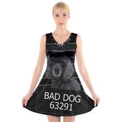 Bad Dog V-neck Sleeveless Skater Dress by Valentinaart