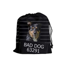 Bad Dog Drawstring Pouches (large)  by Valentinaart