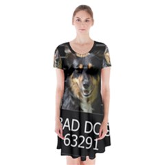 Bad Dog Short Sleeve V-neck Flare Dress by Valentinaart