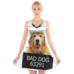 Bad Dog V-neck Sleeveless Skater Dress by Valentinaart