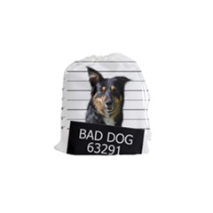 Bad Dog Drawstring Pouches (small)  by Valentinaart