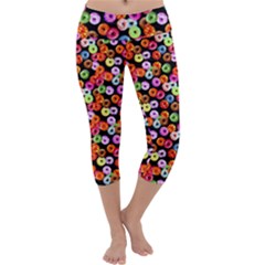 Colorful Yummy Donuts Pattern Capri Yoga Leggings by EDDArt