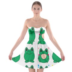 Animals Frog Green Face Mask Smile Cry Cute Strapless Bra Top Dress by Mariart