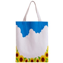 Cloud Blue Sky Sunflower Yellow Green White Zipper Classic Tote Bag by Mariart