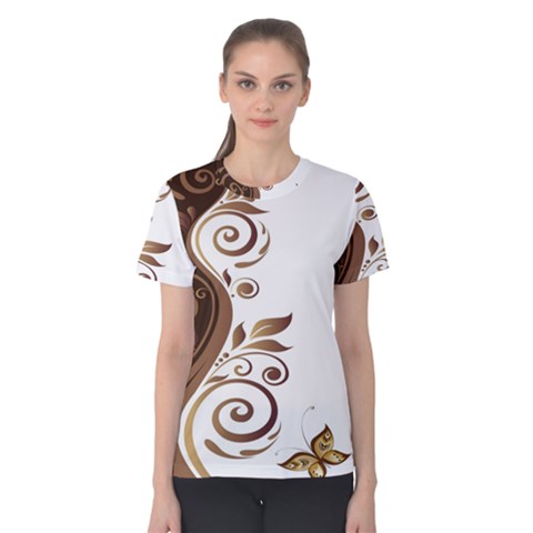 Leaf Brown Butterfly Women s Cotton Tee by Mariart