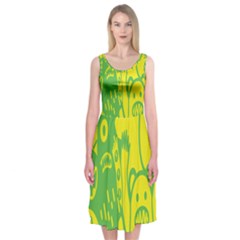 Easter Monster Sinister Happy Green Yellow Magic Rock Midi Sleeveless Dress by Mariart