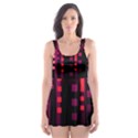 Line Vertical Plaid Light Black Red Purple Pink Sexy Skater Dress Swimsuit View1