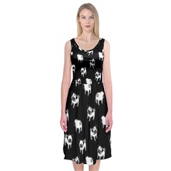 Pug Dog Pattern Midi Sleeveless Dress by Valentinaart