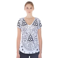 Witchcraft Symbols  Short Sleeve Front Detail Top by Valentinaart