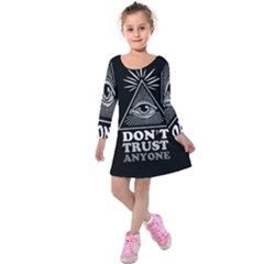 Illuminati Kids  Long Sleeve Velvet Dress by Valentinaart