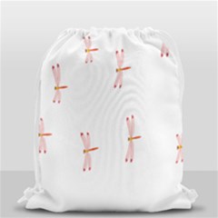 Animal Dragonfly Fly Pink Drawstring Bag (small) by Mariart