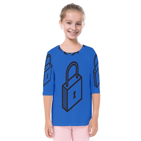 Padlock Love Blue Key Kids  Quarter Sleeve Raglan Tee by Mariart