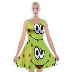 Thorn Face Mask Animals Monster Green Polka Velvet Skater Dress by Mariart