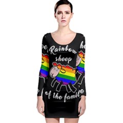 Rainbow Sheep Long Sleeve Bodycon Dress by Valentinaart