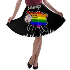 Rainbow Sheep A-line Skater Skirt by Valentinaart