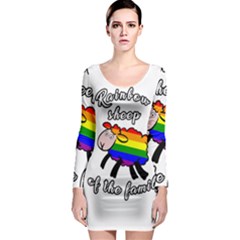 Rainbow Sheep Long Sleeve Bodycon Dress by Valentinaart