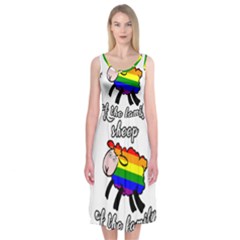 Rainbow Sheep Midi Sleeveless Dress by Valentinaart