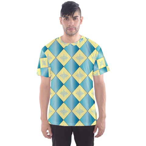 Yellow Blue Diamond Chevron Wave Men s Sport Mesh Tee by Mariart