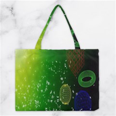 Geometric Shapes Letters Cubes Green Blue Medium Tote Bag by Mariart