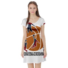 Basketball Never Stops Short Sleeve Skater Dress by Valentinaart