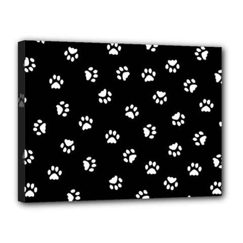 Footprints Cat White Black Canvas 16  X 12  by EDDArt