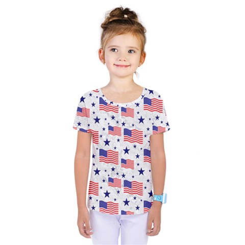 Flag Of The Usa Pattern Kids  One Piece Tee by EDDArt