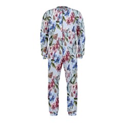 Watercolor Flowers Butterflies Pattern Blue Red Onepiece Jumpsuit (kids) by EDDArt