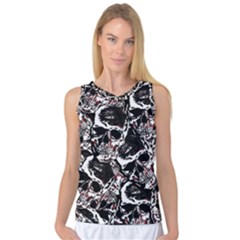 Skull Pattern Women s Basketball Tank Top by ValentinaDesign