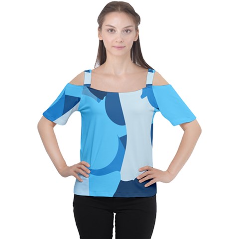 Blue Polka Women s Cutout Shoulder Tee by Mariart