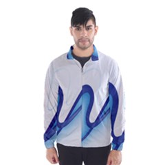 Glittering Abstract Lines Blue Wave Chefron Wind Breaker (men) by Mariart