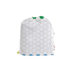 Hex Grid Plaid Green Yellow Blue Orange White Drawstring Pouches (medium)  by Mariart