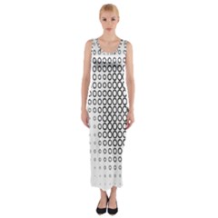 Polka Circle Round Black White Hole Fitted Maxi Dress by Mariart