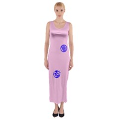 Star Space Balloon Moon Blue Pink Circle Round Polkadot Fitted Maxi Dress by Mariart