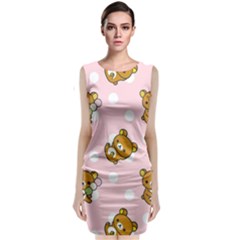 Kawaii Bear Pattern Classic Sleeveless Midi Dress by Nexatart