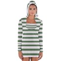 Plaid Line Green Line Horizontal Women s Long Sleeve Hooded T-shirt View1