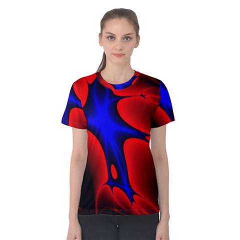 Space Red Blue Black Line Light Women s Cotton Tee by Mariart