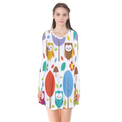 Cute Owl Flare Dress by Nexatart