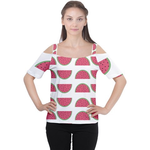 Watermelon Pattern Women s Cutout Shoulder Tee by Nexatart