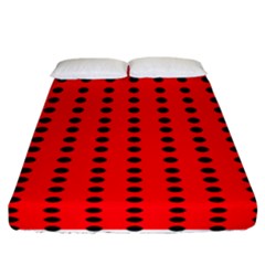 Red White Black Hole Polka Circle Fitted Sheet (california King Size) by Mariart