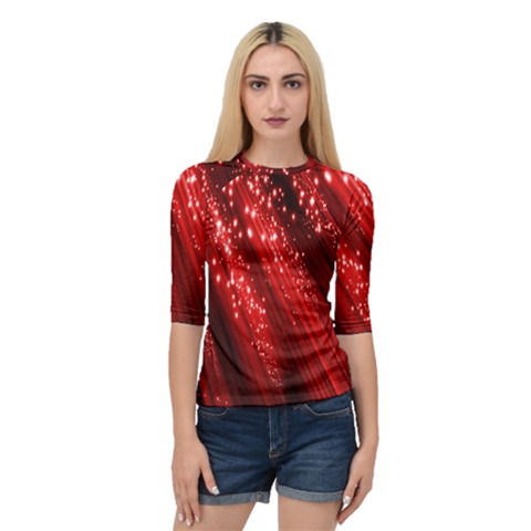 Red Space Line Light Black Polka Quarter Sleeve Tee by Mariart