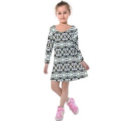 Abstract Ethnic Camouflage Kids  Long Sleeve Velvet Dress by dflcprintsclothing