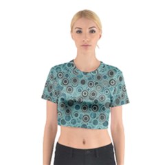 Abstract Aquatic Dream Cotton Crop Top by Ivana