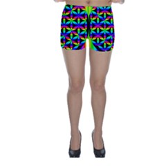 Rainbow Flower Of Life In Black Circle Skinny Shorts by Nexatart