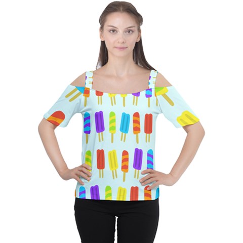 Popsicle Pattern Women s Cutout Shoulder Tee by Nexatart